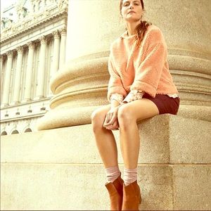 NEW Madewell faux fur crew neck pullover crop